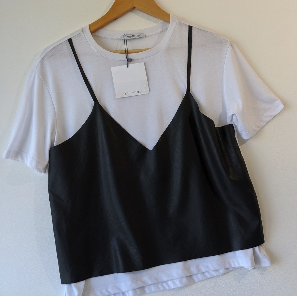 ZARA TRAFALUC SHIRT FAUX LEATHER TANK